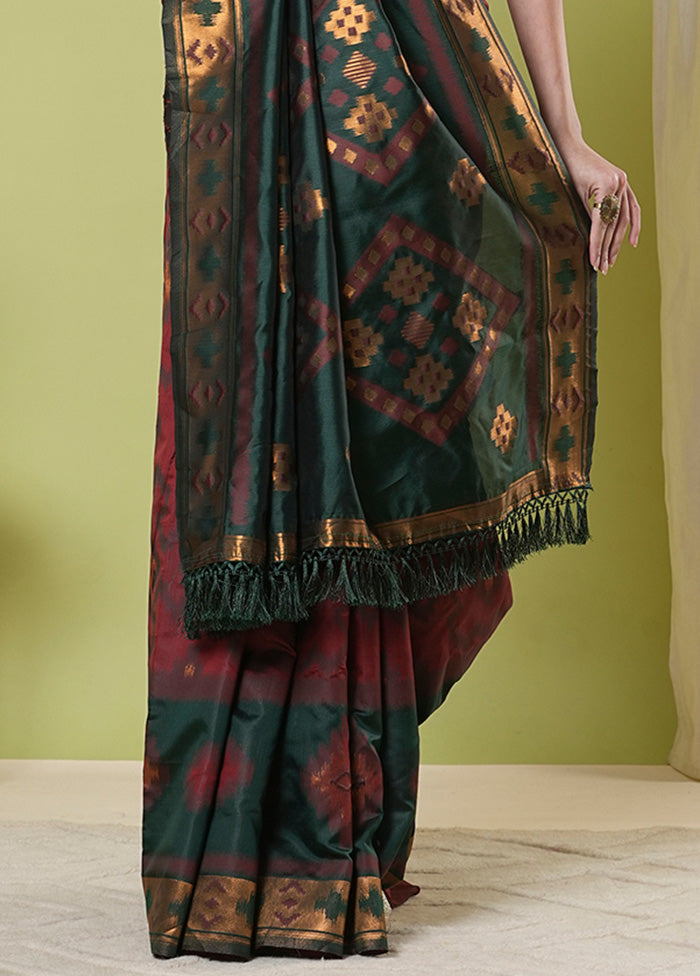 Maroon Banarasi Silk Saree With Blouse Piece