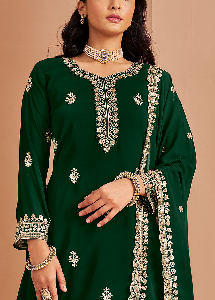 3 Pc Green Semi Stitched Georgette Suit Set