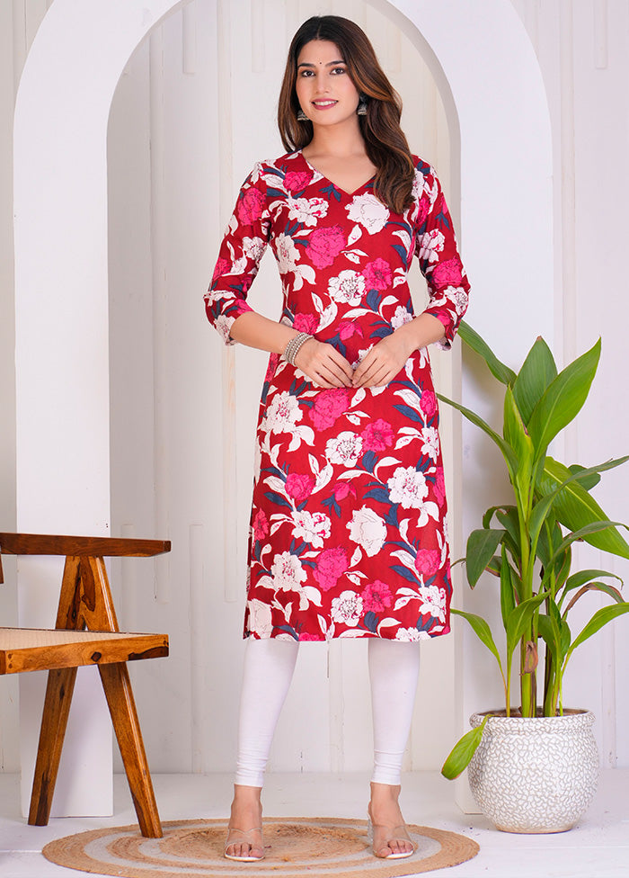 Red Readymade Rayon Kurti