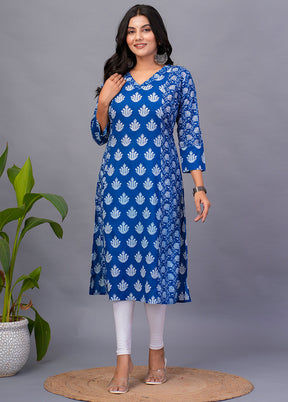 Blue Readymade Cotton Kurti