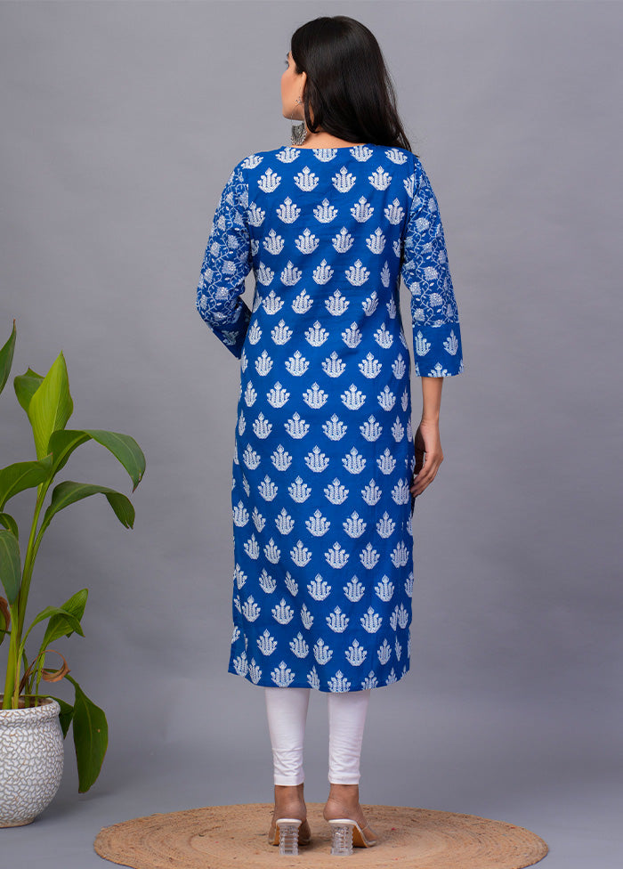 Blue Readymade Cotton Kurti