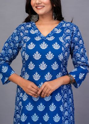 Blue Readymade Cotton Kurti