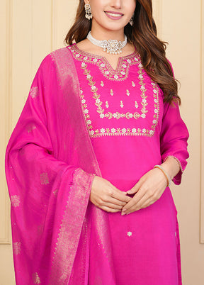 3 Pc Pink Readymade Viscose Suit Set