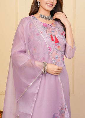 3 Pc Purple Readymade Silk Suit Set