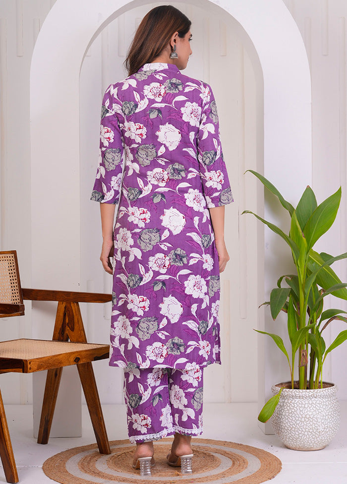 2 Pc Purple Readymade Rayon Coord Top Set