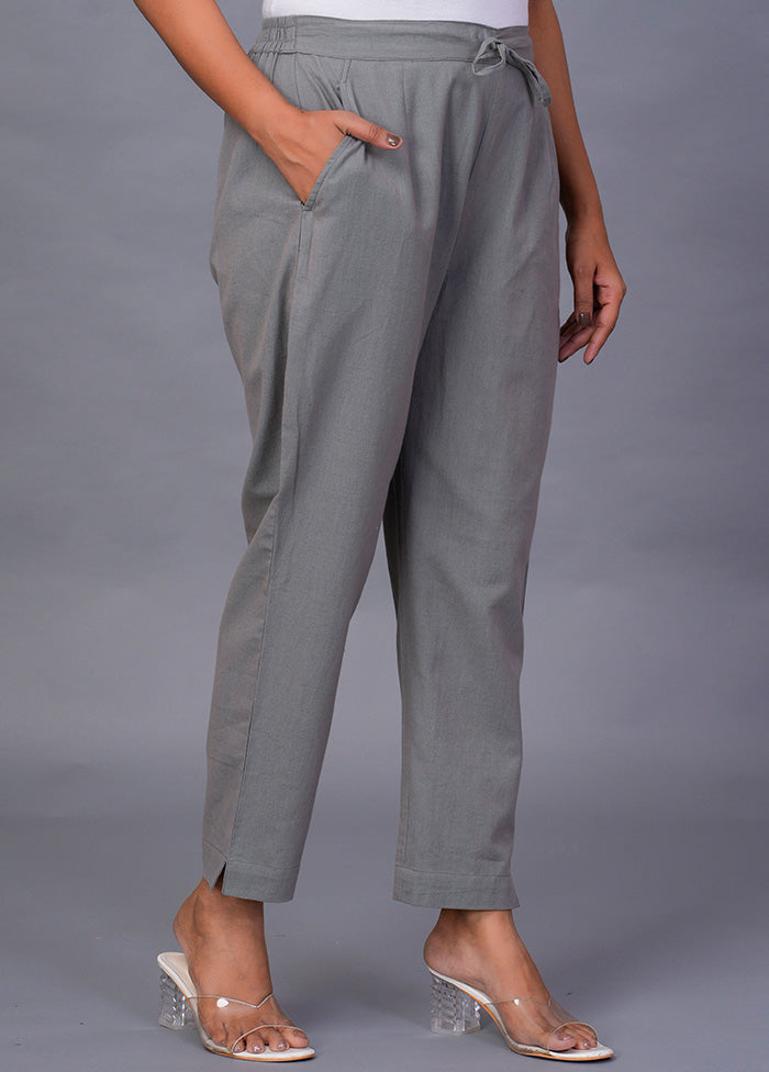 Grey Cotton Festive Pant