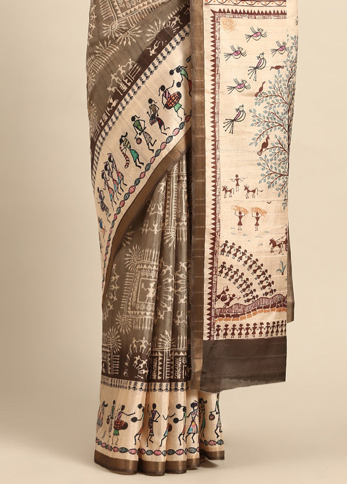 Brown Cotton Saree With Blouse Piece