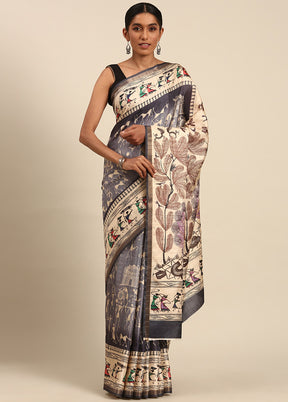 Grey Cotton Saree With Blouse Piece