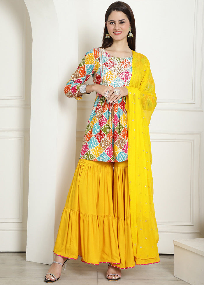 3 Pc Multicolor Readymade Rayon Suit Set