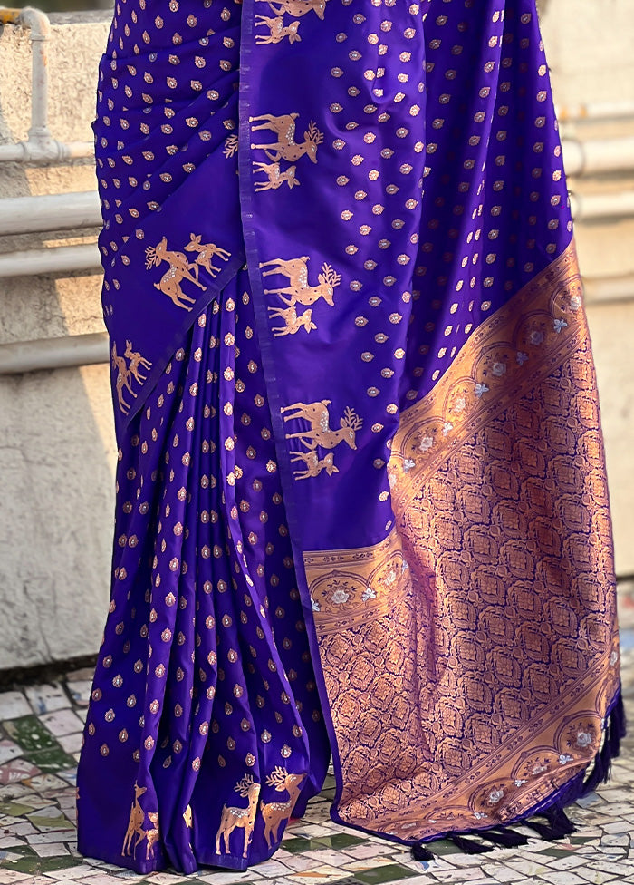 Voilet Spun Silk Saree With Blouse Piece