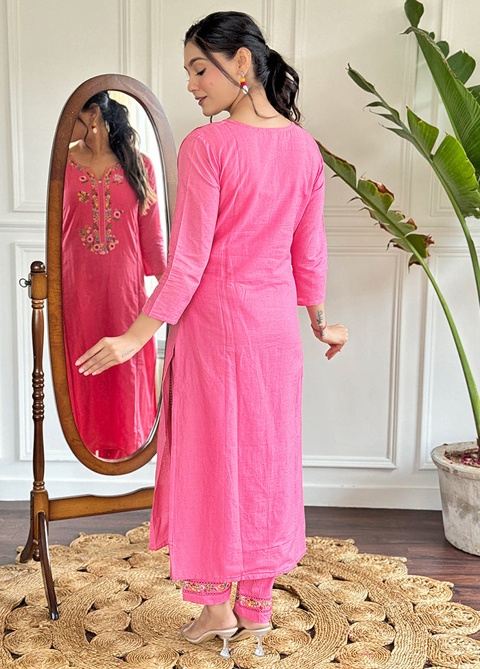 3 Pc Pink Readymade Viscose Suit Set