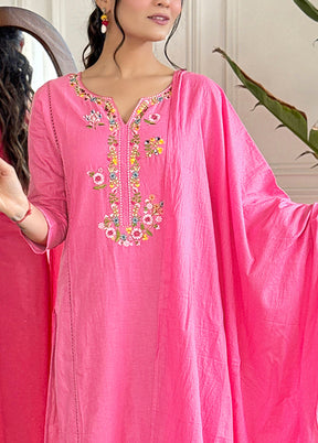 3 Pc Pink Readymade Viscose Suit Set