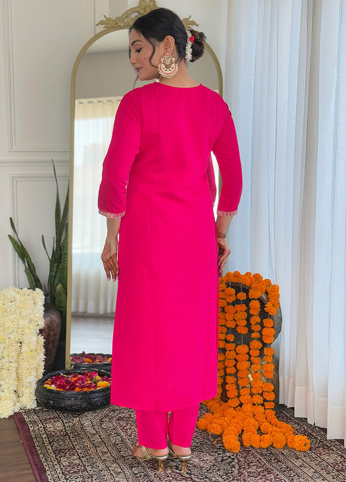 3 Pc Pink Readymade Viscose Suit Set