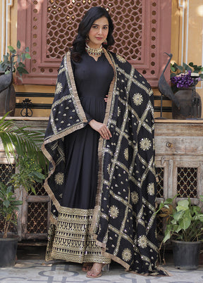 Black Readymade Georgette Dupatta Indian Dress