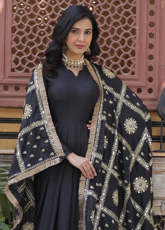 Black Readymade Georgette Dupatta Indian Dress