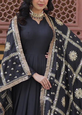 Black Readymade Georgette Dupatta Indian Dress