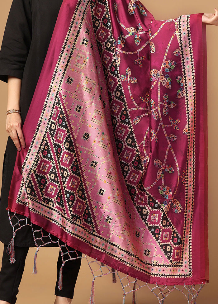 Burgundy Art Silk Dupatta