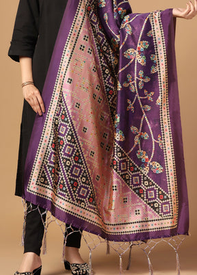 Purple Art Silk Dupatta