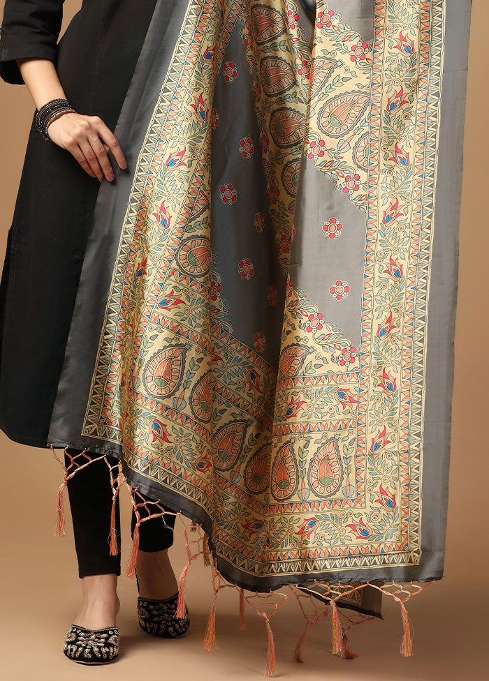 Grey Art Silk Dupatta