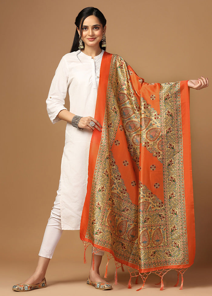 Orange Art Silk Dupatta