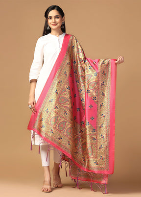 Pink Art Silk Dupatta