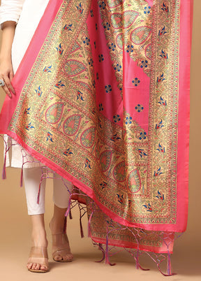 Pink Art Silk Dupatta