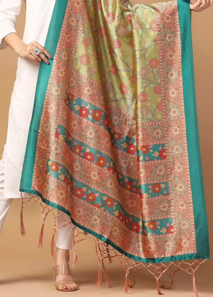 Parrot Green Art Silk Dupatta