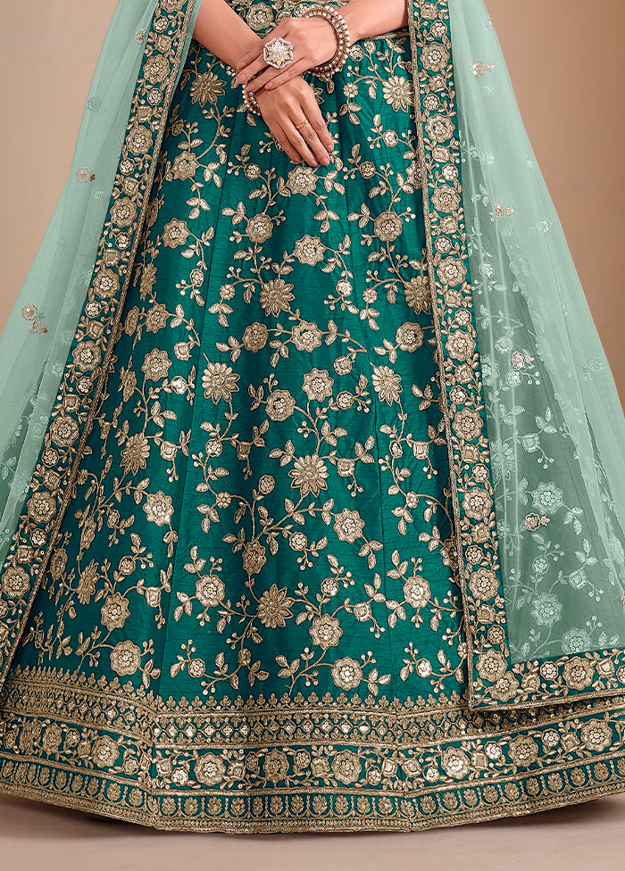 3 Pc Rama Silk Semi Stitched Lehenga Set