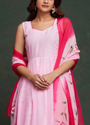 3 Pc Pink Readymade Viscose Suit Set