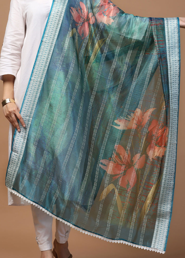 Blue Organza Dupatta