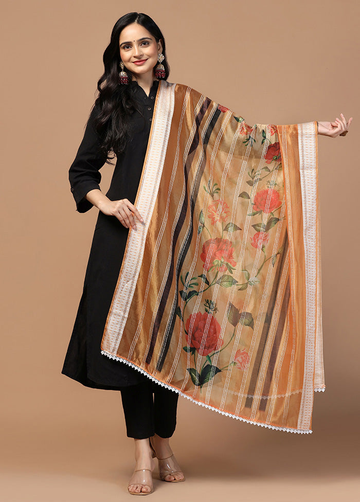 Peach Organza Dupatta