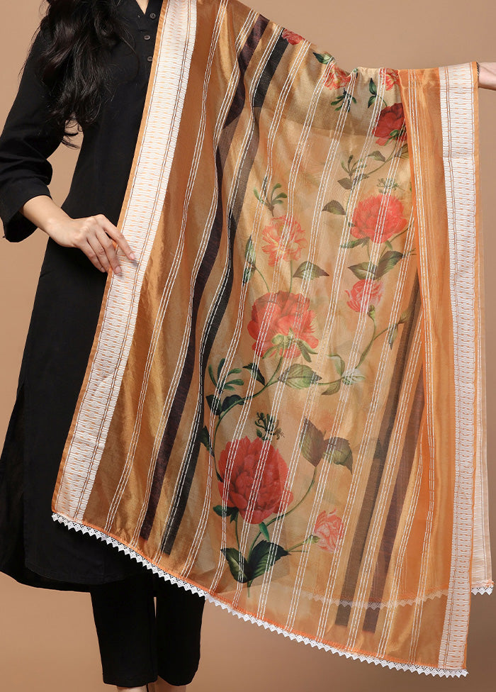 Peach Organza Dupatta