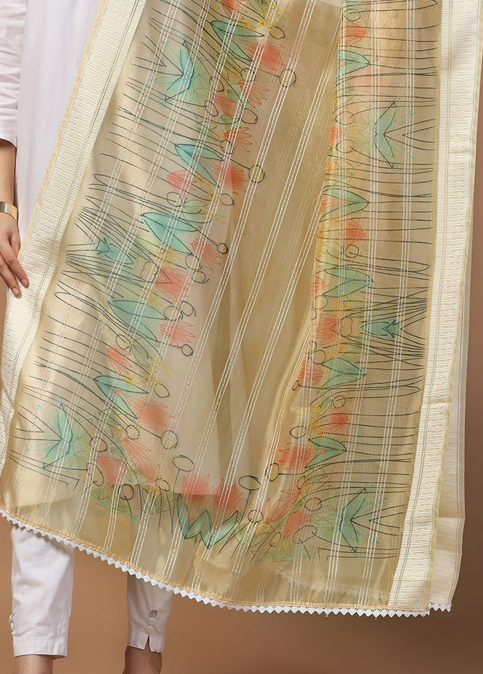 Beige Organza Dupatta