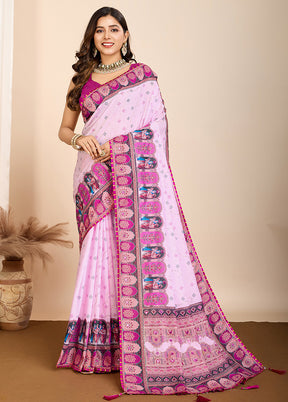 Purple Cotton Saree With Blouse Piece