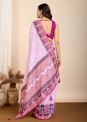 Purple Cotton Saree With Blouse Piece