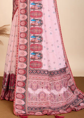 Pink Cotton Saree With Blouse Piece