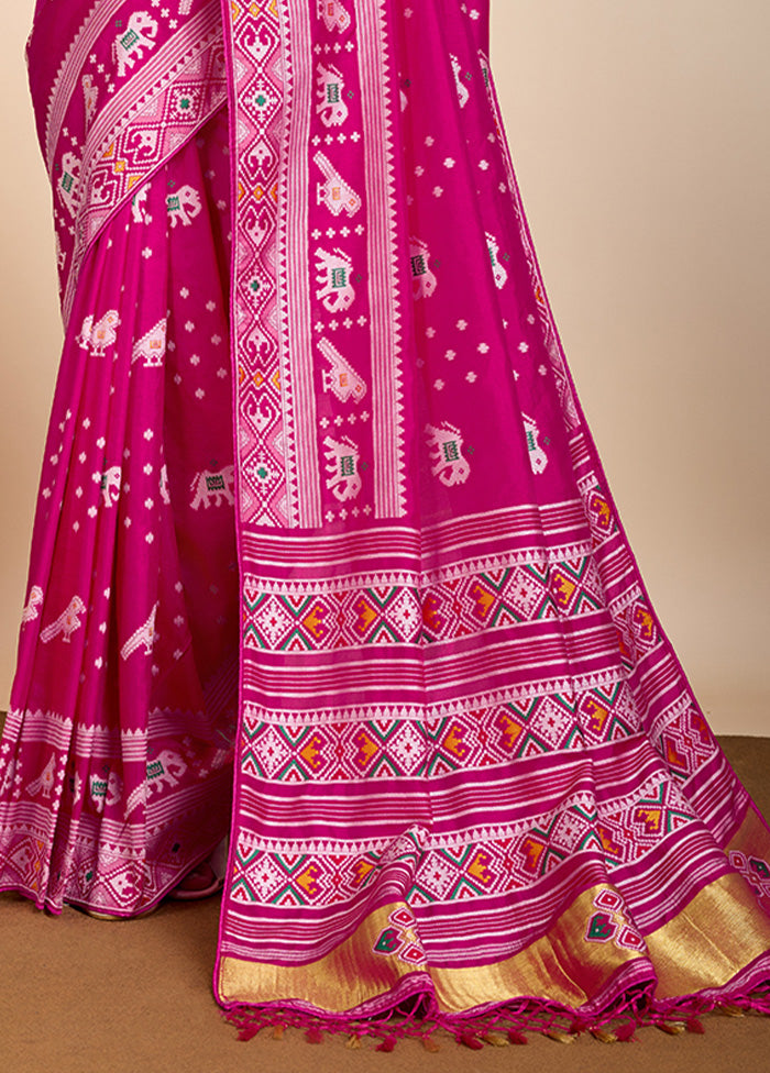 Pink Spun Silk Saree With Blouse Piece