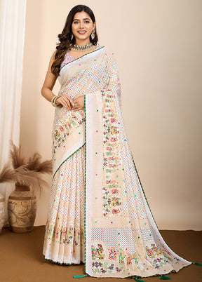 Off White Cotton Saree With Blouse Piece