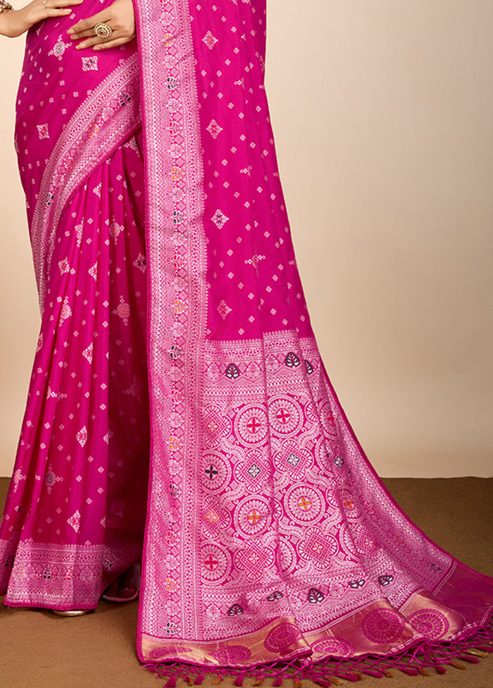 Pink Spun Silk Saree With Blouse Piece