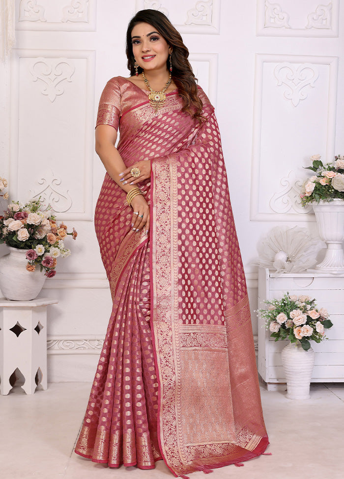 Pink Organza Saree With Blouse Piece