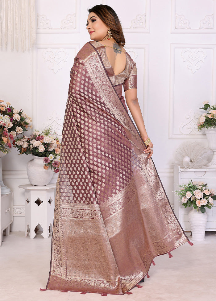 Purple Organza Saree With Blouse Piece