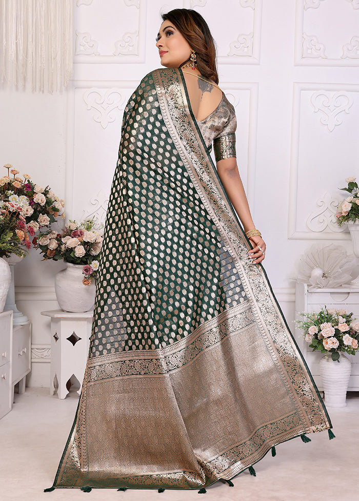 Green Organza Saree With Blouse Piece