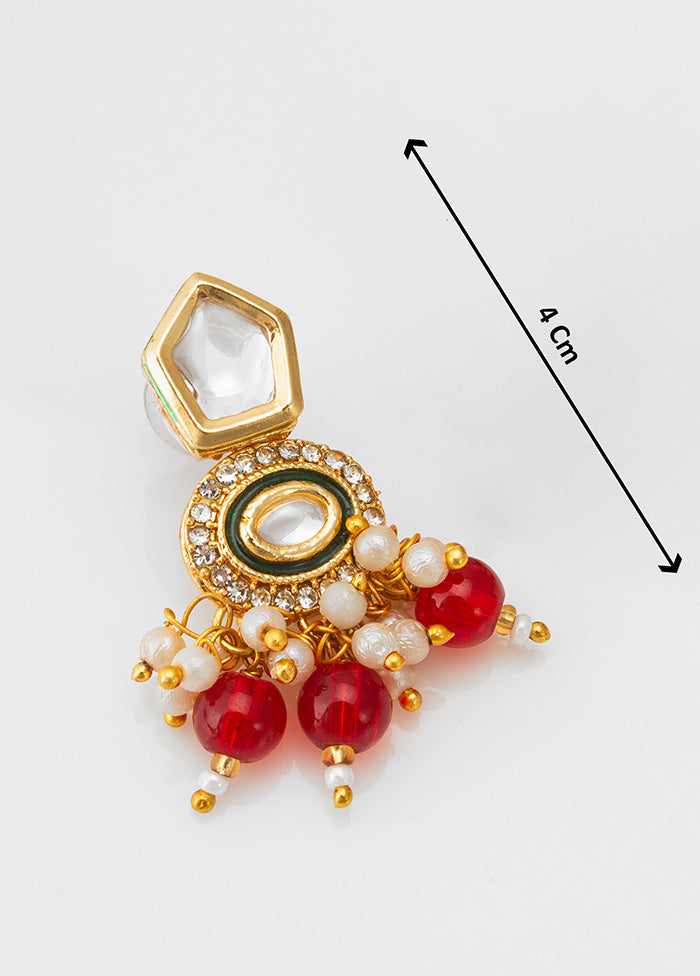 Red Brass Artificial Pearl And Kundan Work Necklace