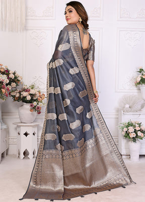 Grey Organza Saree With Blouse Piece