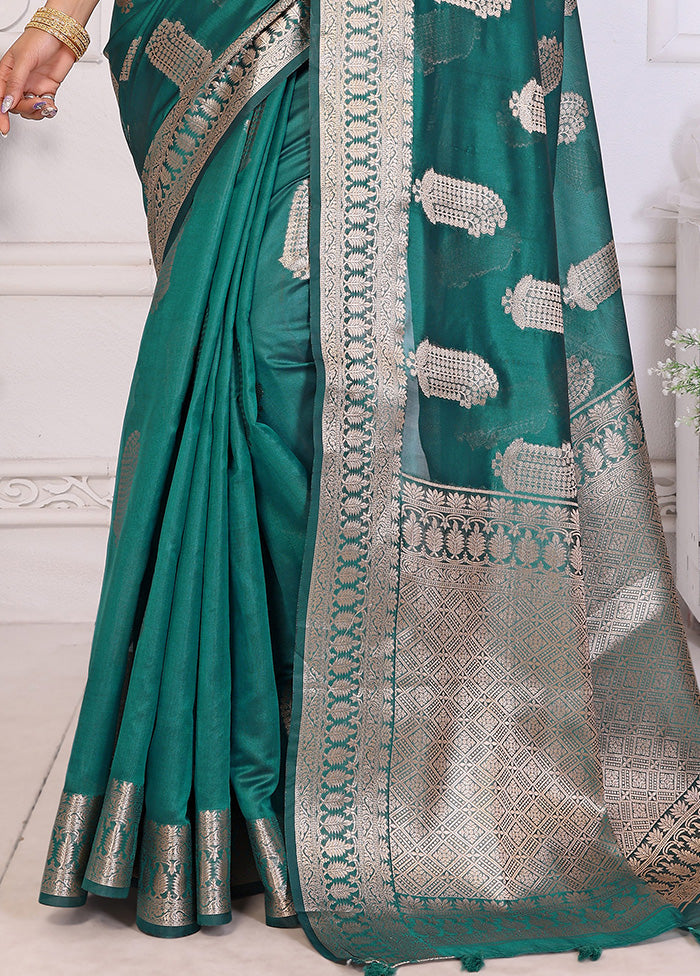 Rama Organza Saree With Blouse Piece