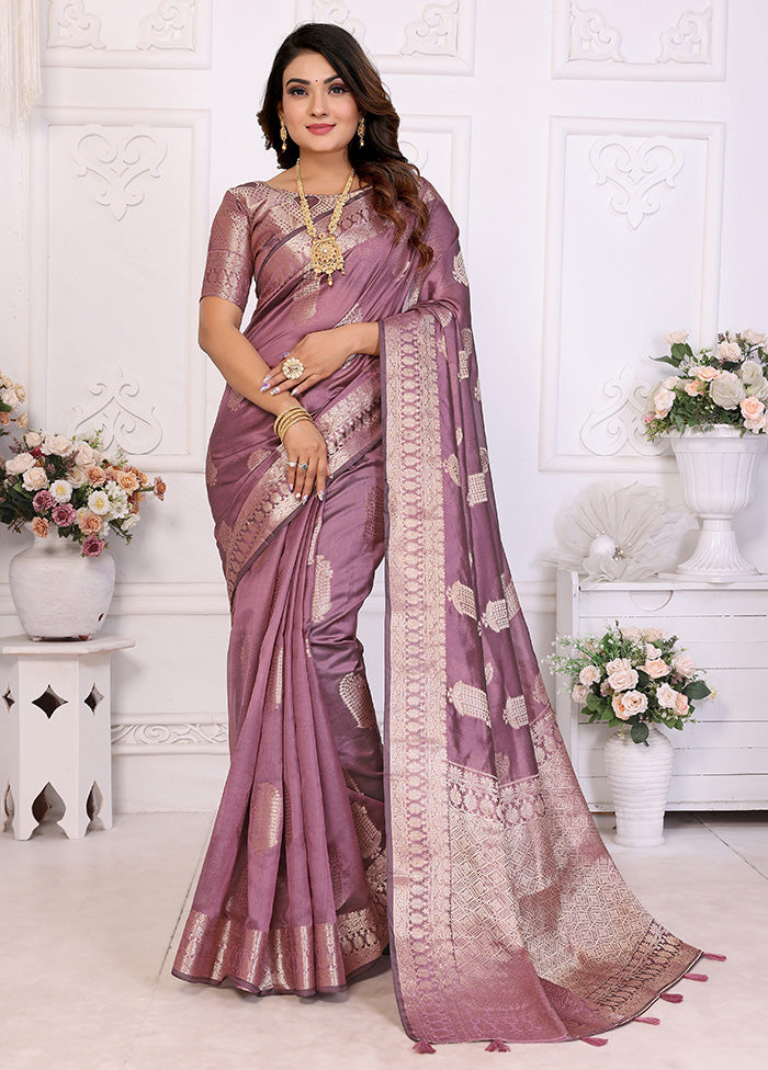 Purple Organza Saree With Blouse Piece