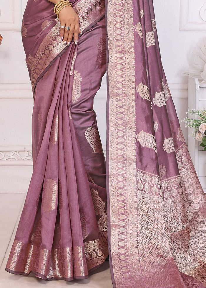 Purple Organza Saree With Blouse Piece