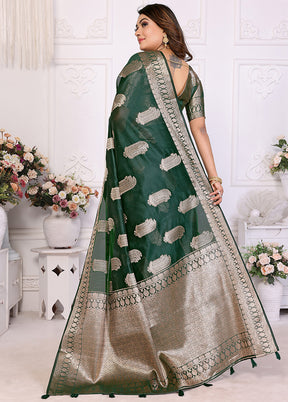 Green Organza Saree With Blouse Piece