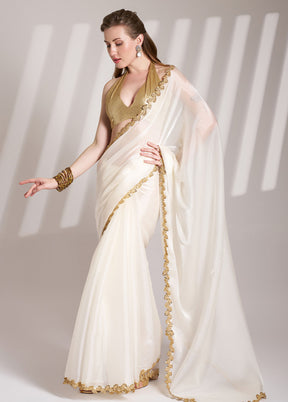 White Organza Saree With Blouse Piece