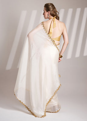 White Organza Saree With Blouse Piece